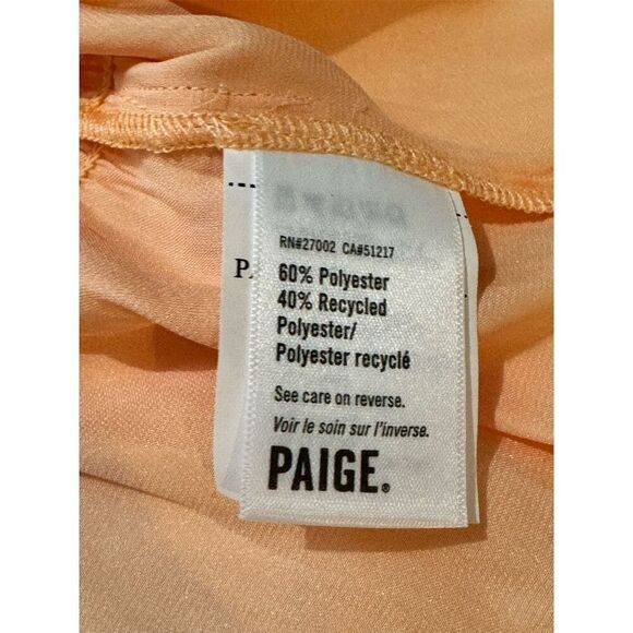 Paige Olenna Women's XL Orange Puff Sleeve Square Neck Smoked Waist Blouse/Top - Picture 8 of 9